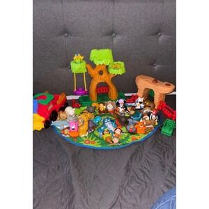 Fisher-Price Little People Zoo Safari Animal Lot Treehouse Play Mat Complete